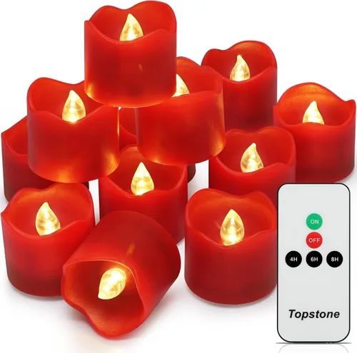 Miniatura 14 de Topstone Vela de Té LED Naranja de Halloween con Temporizador de 4/6/8 H, Control Remoto Vela Sin Llama, Velas Falsas a Batería, Vela Votiva