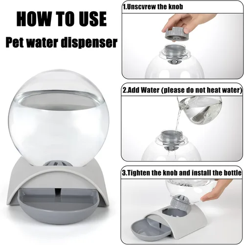 Miniatura 3 de Dispensador de agua para mascotas, dispensador automático de agua para gatos de gravedad de 2.8 L para gatos, perros y conejos, comedero desmontable
