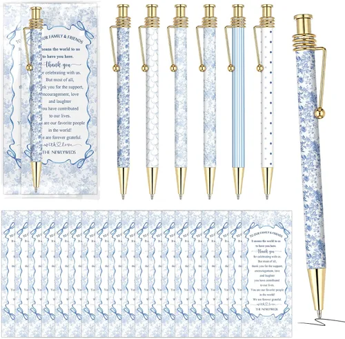 Miniatura 8 de Tenceur Juego de 30 bolígrafos retráctiles de tinta negra para invitados de boda en la playa, regalos de boda, regalos de boda, suministros