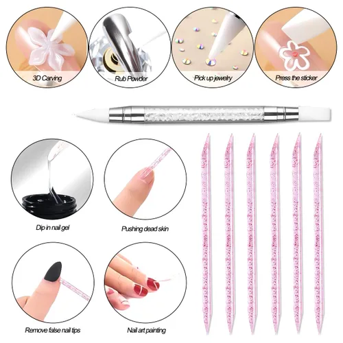 Miniatura 8 de Gel de uñas sólido constructor, 6 colores no pegajosos para esculpir 3D para arte de uñas, pegamento de extensión de uñas, kit de uñas duras