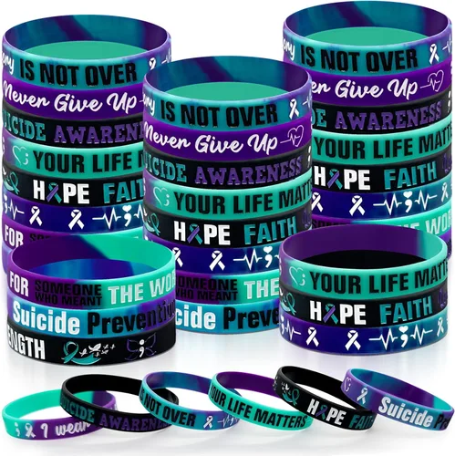 30 pulseras de silicona para concientización del cáncer, pulseras elásticas con cinta inspiradora, suministros de pulsera de goma Hope Faith