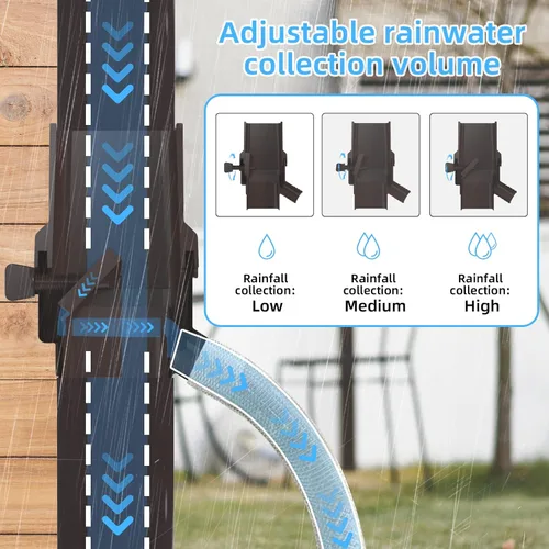 Miniatura 2 de Sistema de Recogida de Agua de Lluvia, para desviador de bajante de 5 cm x 7,6 cm con capacidad de recolección ajustable, kit de desviador