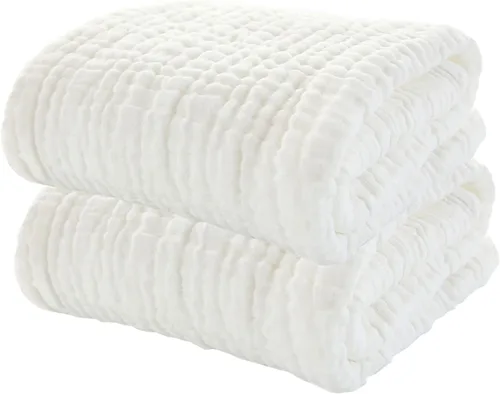 YEBON ProC - 2 toallas de baño de muselina para bebé, toalla de baño de algodón súper suave, 6 capas, manta para bebé recién nacido, 41.3 x 41.3