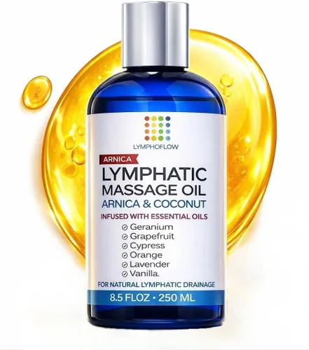 Miniatura 12 de Aceite de masaje de drenaje linfático con árnica y aceite de coco, mentol refrescante para alivio, recuperación poscirugía y lipedema, liposucción