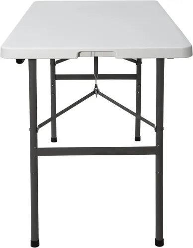 Miniatura 7 de SUPER DEAL Mesa plegable portátil de plástico de 4 pies, pequeña para interiores y exteriores, resistente, plegable por la mitad, mesa para picnic