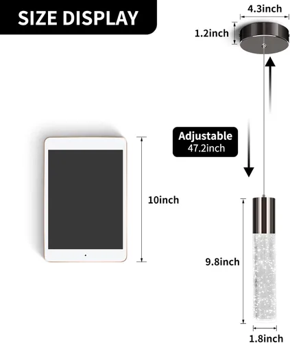 Miniatura 5 de OKELI Luces colgantes modernas, luces LED de cristal de burbuja para isla de cocina, accesorios de iluminación, mini iluminación colgante individual