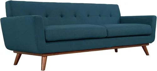 Miniatura 4 de Modway Engage - Sillón de una pieza tapizado con tela y sofá de dos piezas de estilo de mediados de siglo, Tela, Celeste