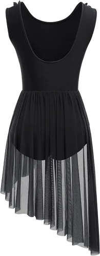Miniatura 2 de ODASDO Elegante vestido de baile lírico para mujer, manga casquillo, falda de tul asimétrica, leotardo, disfraz contemporáneo XS-XL