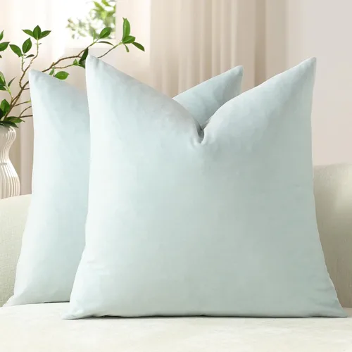 Miniatura 35 de Dezene - 2 fundas decorativas de terciopelo para almohada Hielo de vainilla