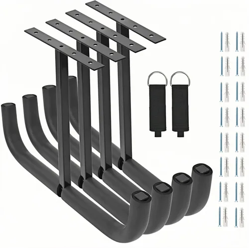 Miniatura 8 de Ganchos de almacenamiento de garaje, 16 piezas resistentes de montaje en pared J para herramientas, cable, cable de extensión (19G-3.3 pulgadas 16)