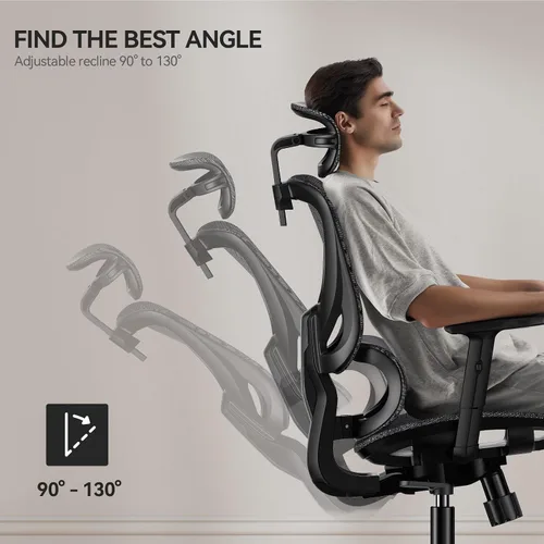 Miniatura 4 de NOBLEWELL Silla de oficina ergonómica de malla con ajuste flexible, soporte lumbar, silla de computadora de escritorio con respaldo alto