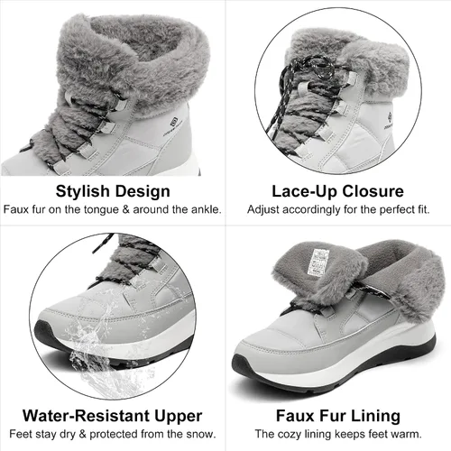 Miniatura 2 de DREAM PAIRS Women's Winter Snow Boots, Faux Fur Waterproof Ankle Booties, Ladies Comfortable Short Boots Outdoor