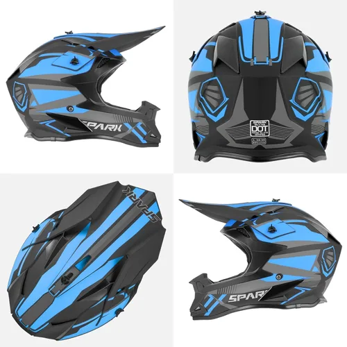 Miniatura 3 de Casco de motocross para adultos ATV para moto de tierra todo terreno de cara completa con gafas, guantes y máscara, aprobado por el DOT