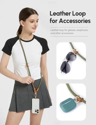 Miniatura 6 de Cordón para teléfono 1, lengüeta de amarre 2, cordón cruzado para teléfono celular, cordón de cuerda, correa ajustable universal para teléfono