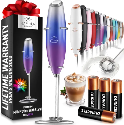 Miniatura 496 de Zulay Milk Boss Espumador de leche potente manual, hace espuma para latte, batidor para mezclar bebidas, café, miniespumador para capuchino, frappé