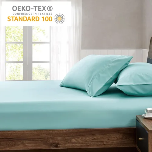 Miniatura 7 de FreshCulture Sábana bajera ajustable tamaño Queen, calidad de hotel, microfibra cepillada ultrasuave y transpirable, bolsillo profundo, sábanas Azul