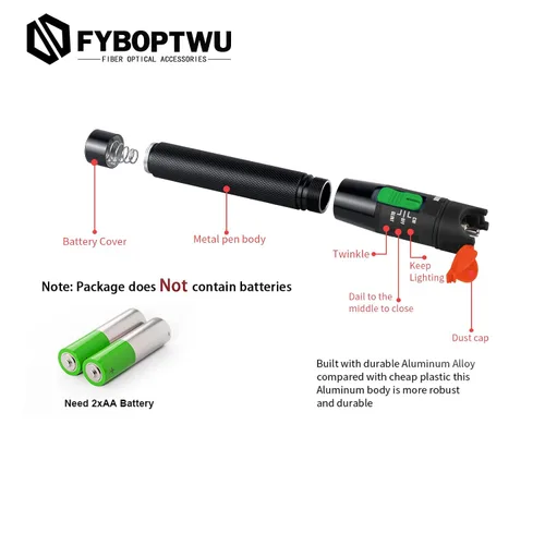Miniatura 4 de 1 pieza Localizador Visual Profesional de Fallos en Fibra Óptica - Incluye 1 pieza Adaptadores FC/LC Monomodo 9/125μm para Mantenimiento de Cables