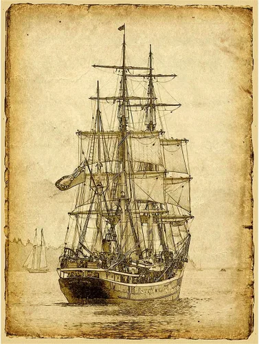 Póster impreso de barco de velero, estilo vintage, náutico, barco de vela viejo, decoración de pared (11.81 x 15.75 pulgadas)