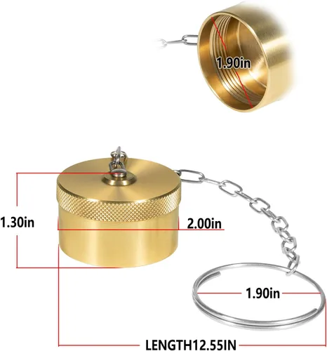 Miniatura 7 de Juego de tapones y tapón macho y hembra para acoplador estilo ala de línea húmeda de 1 pulgada, tapa antipolvo de latón con cadena de acero, 1