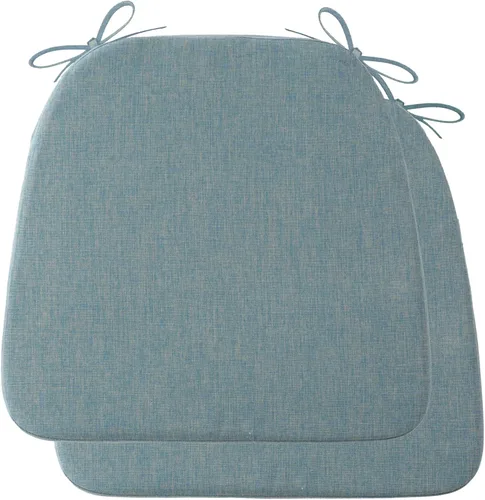Miniatura 10 de Battilo - Cojines para sillas de comedor con lazos, almohadilla para silla de cocina para interiores y exteriores con respaldo antideslizante, cojín