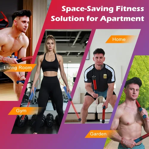 Miniatura 4 de Cuerdas de batalla sin cuerda mejoradas para gimnasio en casa, cuatro cables de entrenamiento ajustables de 1.7 a 2.8 libras, cables