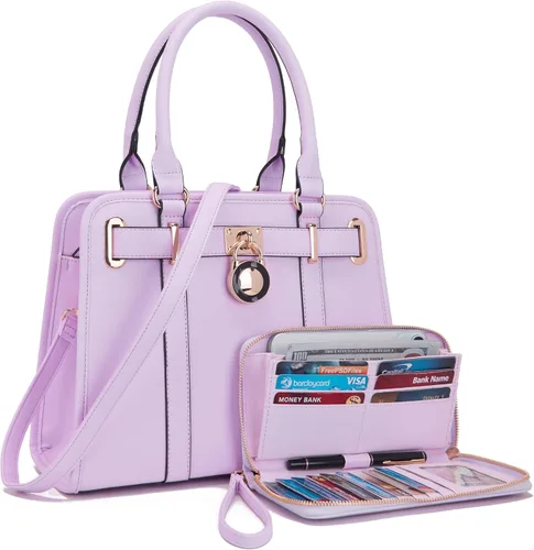 Miniatura 15 de Conjuntos de bolsos para mujeres, bolsos de hombro con asa superior, maletín de trabajo, conjunto de carteras tipo tote con billetera a juego, 2