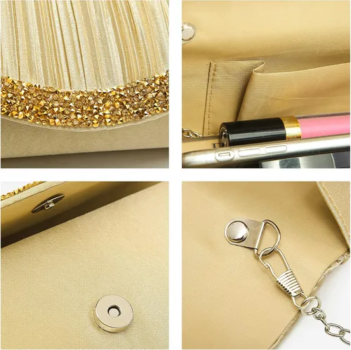 Miniatura 6 de Dasein Bolsos de noche de satén para mujer bolsos de mano bolsos de boda bolsos formales para fiesta graduación con diamantes de imitación
