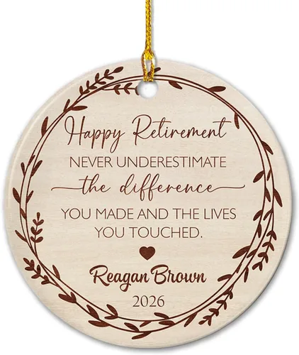 Miniatura 8 de Adorno de cerámica personalizado de jubilación Navidad 2026, A Wise Man Once Said I'm Outta Here & He Lived Happily Ever After, adorno de cerámica