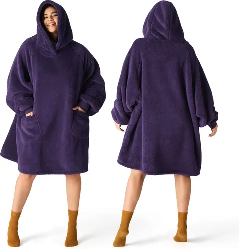 Miniatura 8 de Bedsure Manta con capucha portátil, regalos para el Día de la Madre para mujeres, sudadera con capucha cálida y acogedora para mujeres y hombres