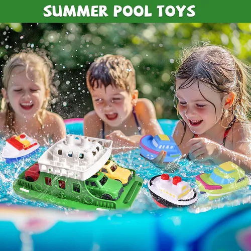 Miniatura 3 de Ferry Boat - Juguete de baño con mini coches, juego de agua flotante con chorros de barco para niños de 1 a 3 años y niños de 4 a 8 años