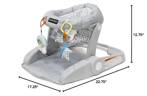 Miniatura 7 de Bright Starts - Asiento de piso de 2 posiciones para aprender a sentarse (gris jaspeado), sienta a tu bebé en esta silla ajustable para actividades