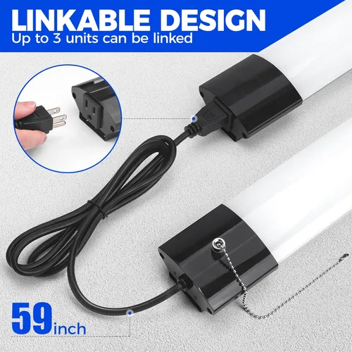 Miniatura 6 de Barrina BS84 - Luces LED para taller de 4 pies, 84 W, 10000 lúmenes, 6500 K, lámpara enlazable para garaje, sótano, colgante o montaje empotrado, 4
