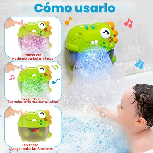 Miniatura 5 de Juguetes de baño de burbujas para niños pequeños, máquina de burbujas de baño iluminada, juguete para niños de 3 a 5 años, juguete para bañera