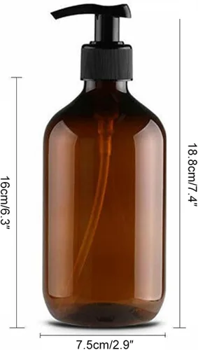 Miniatura 2 de Botellas vacías de bomba de loción de gran capacidad de 16.9 fl oz, botellas dispensadoras de loción de jabón marrón/verde, paquete de 4 Marrón-16.9