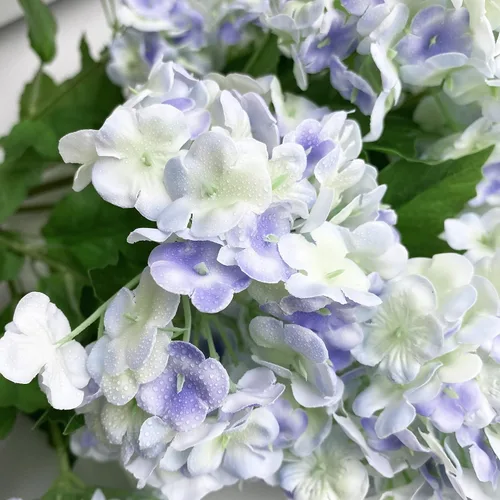 Miniatura 5 de YalzoneMet Bola de nieve artificial Viburnum 4 piezas de 26.8 pulgadas de color azul graduado, hortensias pequeñas, 2 cabezales, de látex natural