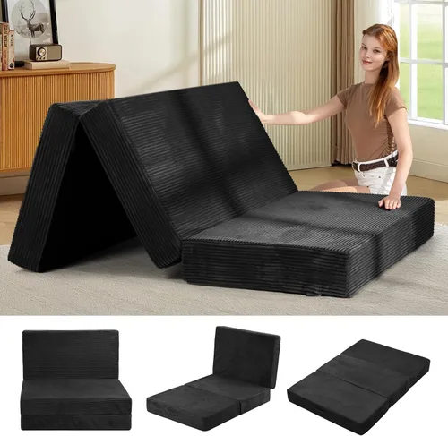 Miniatura 9 de Colchón de tres pliegues de 6 pulgadas, tamaño individual, sofá cama plegable con funda extraíble lavable, colchón plegable de espuma de alta