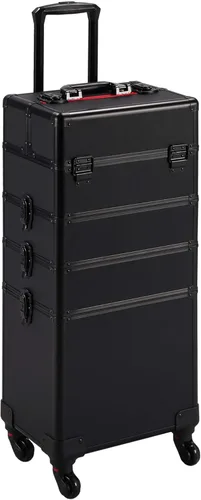 Miniatura 12 de Yaheetech Estuche de maquillaje profesional de entrenamiento 4 en 1/carrito de cosméticos rodante/estuche organizador de maquillaje/estuche de viaje