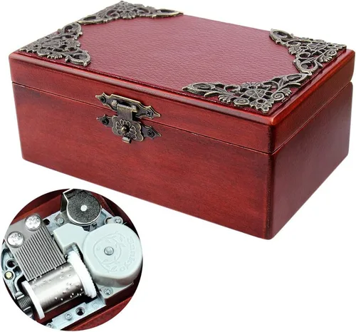 Miniatura 9 de ROSIKING Caja de música de madera con mecanismo de espejo, joyería tallada, cajas musicales, Navidad, cumpleaños, día de San Valentín, regalos Plays