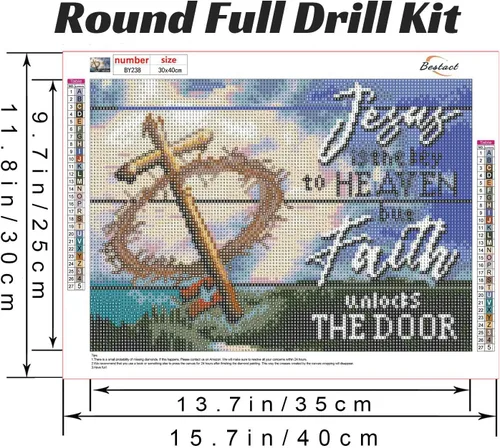 Miniatura 3 de Kits de Pintura de Diamantes Bestact, Kit de Arte de Diamantes de Jesús para Adultos de Perforación Completa Redonda, Pintura con Diamantes