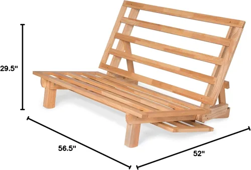 Miniatura 2 de Marco triple de madera de sofá cama, futón de madera - (Ahorro de espacio, acabado natural) Ideal para espacios pequeños, casas rodantes y muebles