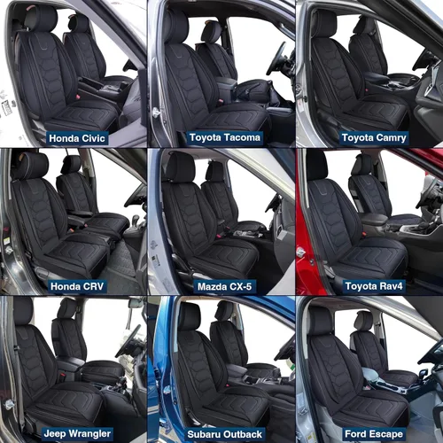 Miniatura 3 de OASIS AUTO Fundas para Asientos Delanteros de Automóvil, Fundas de Asiento Impermeables de Cuero Sintético para Automóviles Ajuste Universal