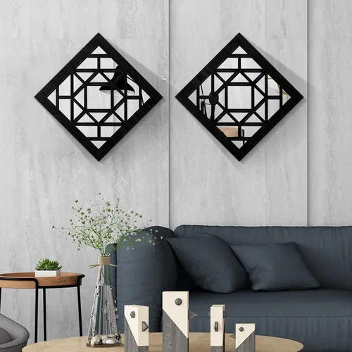 Miniatura 2 de 2 espejos cuadrados de pared, espejos de pared rústicos de granja, arte de espejo pequeño de 12 pulgadas (estilo 1 negro)