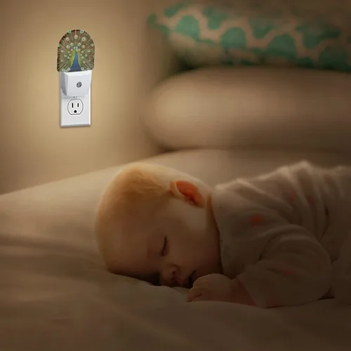 Miniatura 7 de El pavo real abre la luz nocturna, luces nocturnas se enchufan a la pared del hogar, escalera interior, pasillo de cocina, niños, niñas, mujeres