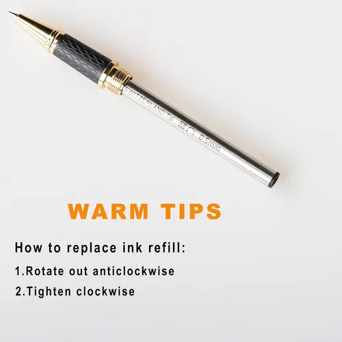Miniatura 6 de Impresionante bolígrafo de lujo con borde dorado de 24 quilates, punta suiza con recambios de tinta negra, regalo perfecto para hombres y mujeres