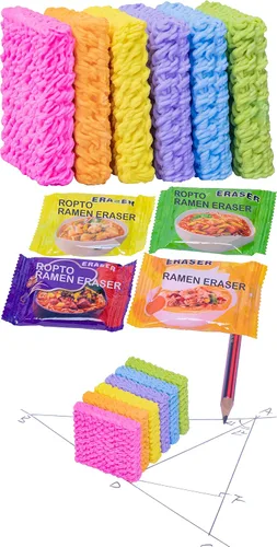 Miniatura 7 de 16 unidades de borradores de comida para niños, para el aula, fideos de ramen picantes, lindos borradores para niños, escritorio a granel, mascotas