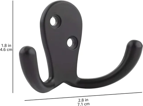 Miniatura 5 de Amazon Basics Gancho curvado de zinc para bata, color negro plano, paquete de 5 Curved