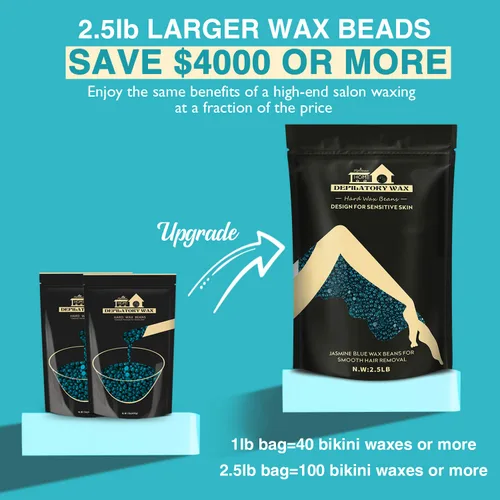 Miniatura 3 de Kit de Cera Brasileña para Bikini Azul Dura Lifestance de 2.5 libras con 30 Aplicadores - Perlas de Cera Perlada para Cara, Cuerpo, Piernas - Para