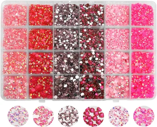 Diamantes de imitación de resina con parte trasera plana, 21000 unidades de piedras preciosas de gelatina que no se calientan, 6 colores para
