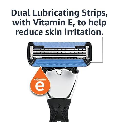 Miniatura 4 de Amazon Basics 5-Blade MotionSphere - Maquinilla de afeitar para hombre con 5 cuchillas, doble lubricación y recortadora de precisión, juego de 17