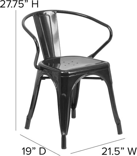 Miniatura 3 de Flash Furniture silla de metal con apoyabrazos, Metal, Negro